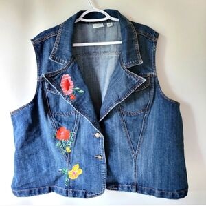Cato Embroidered Jean‎ Vest Sz 26/28W
